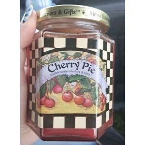 Vintage Cherry Pie Candle Home Interiors 1999 Y2K Hexagon Glass Jar Red Wax M/f